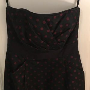 WHBM Strapless Black Cocktail Dress with accents